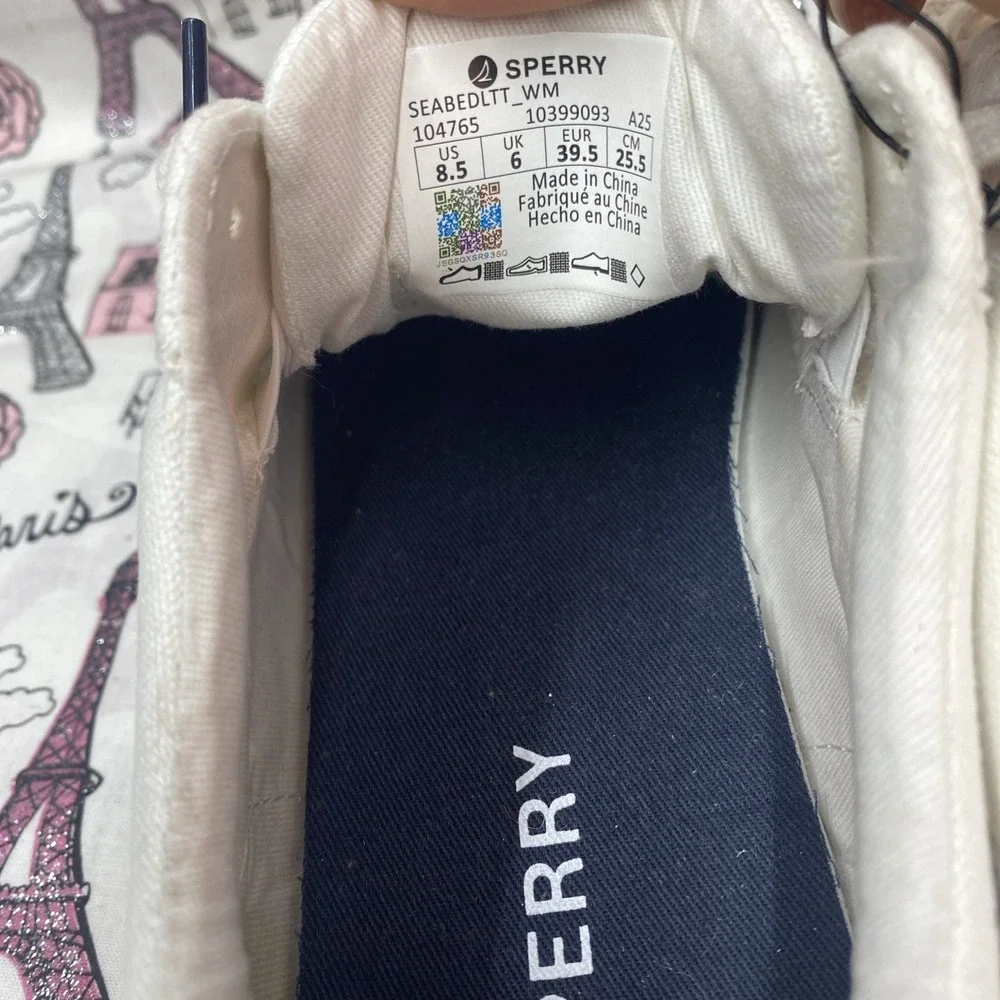 Sperry Seabed Casual Slip-On Shoes, White Canvas, Women's 8.5 NEW Without Box.